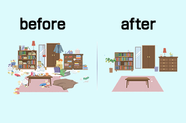 片付けた部屋の前後