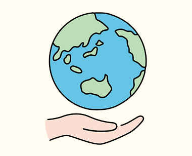 地球と手のイラスト