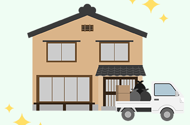 和風の一戸建てと軽トラック