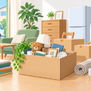 家具や家電などの不用品をまとめて回収する様子