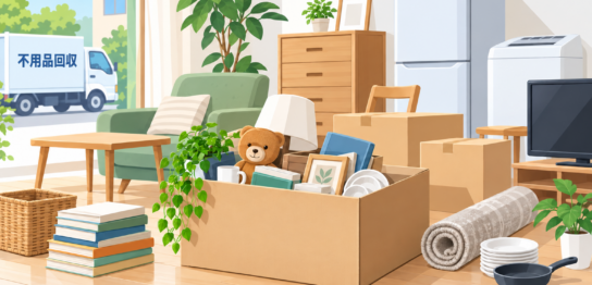 家具や家電などの不用品をまとめて回収する様子
